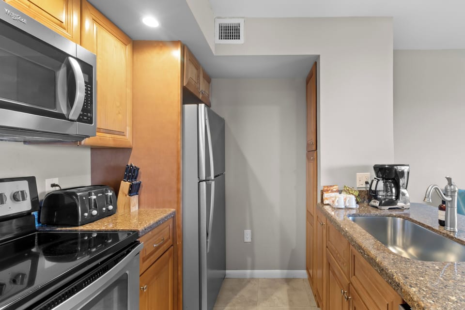 Cook vacation favorites in a fully equipped, modern kitchen.