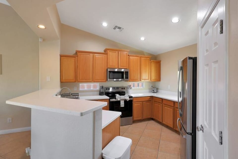 Full kitchen stocked with essentials to make your favorite meals