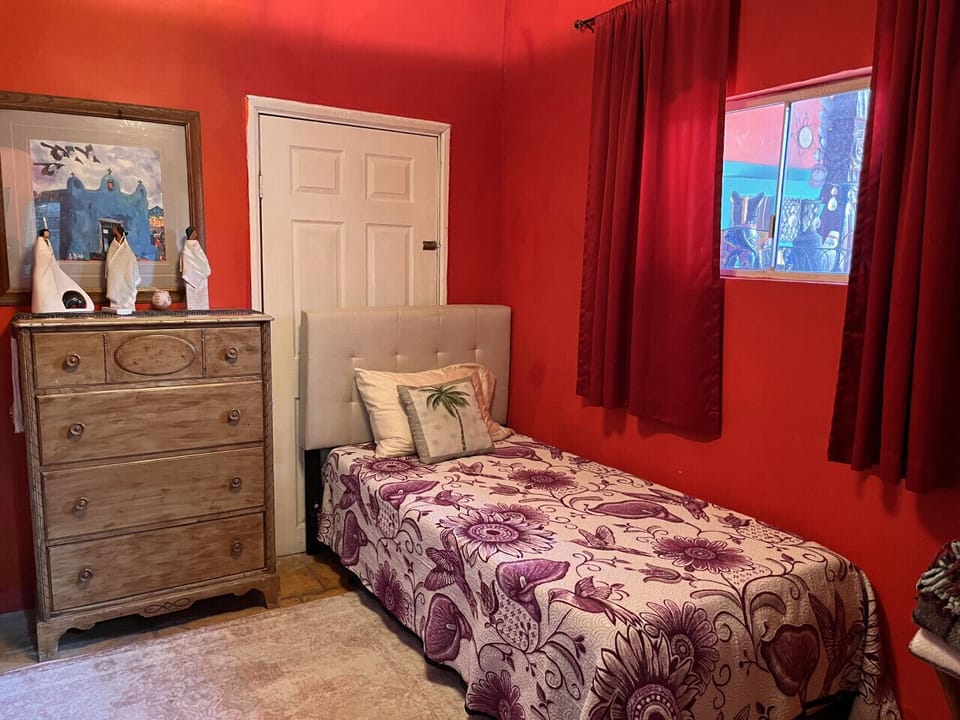 Quiet, cozy twin beds with storage space