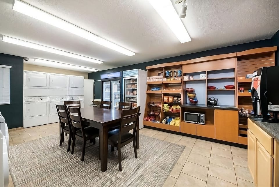 Grab quick snacks and essentials anytime from the market area.