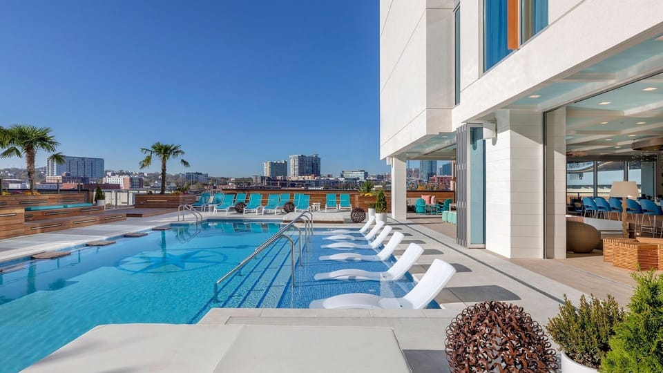 Soak up sunshine with skyline views from the rooftop pool.