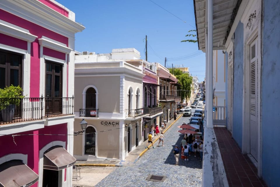 Vibrant street view with colorful Old San Juan architectur