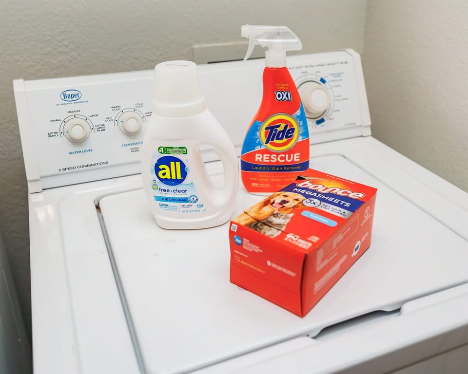 Detergent and essentials provided for your convenience