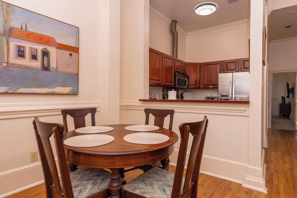 Gather for cozy meals beside the open, social kitchen.