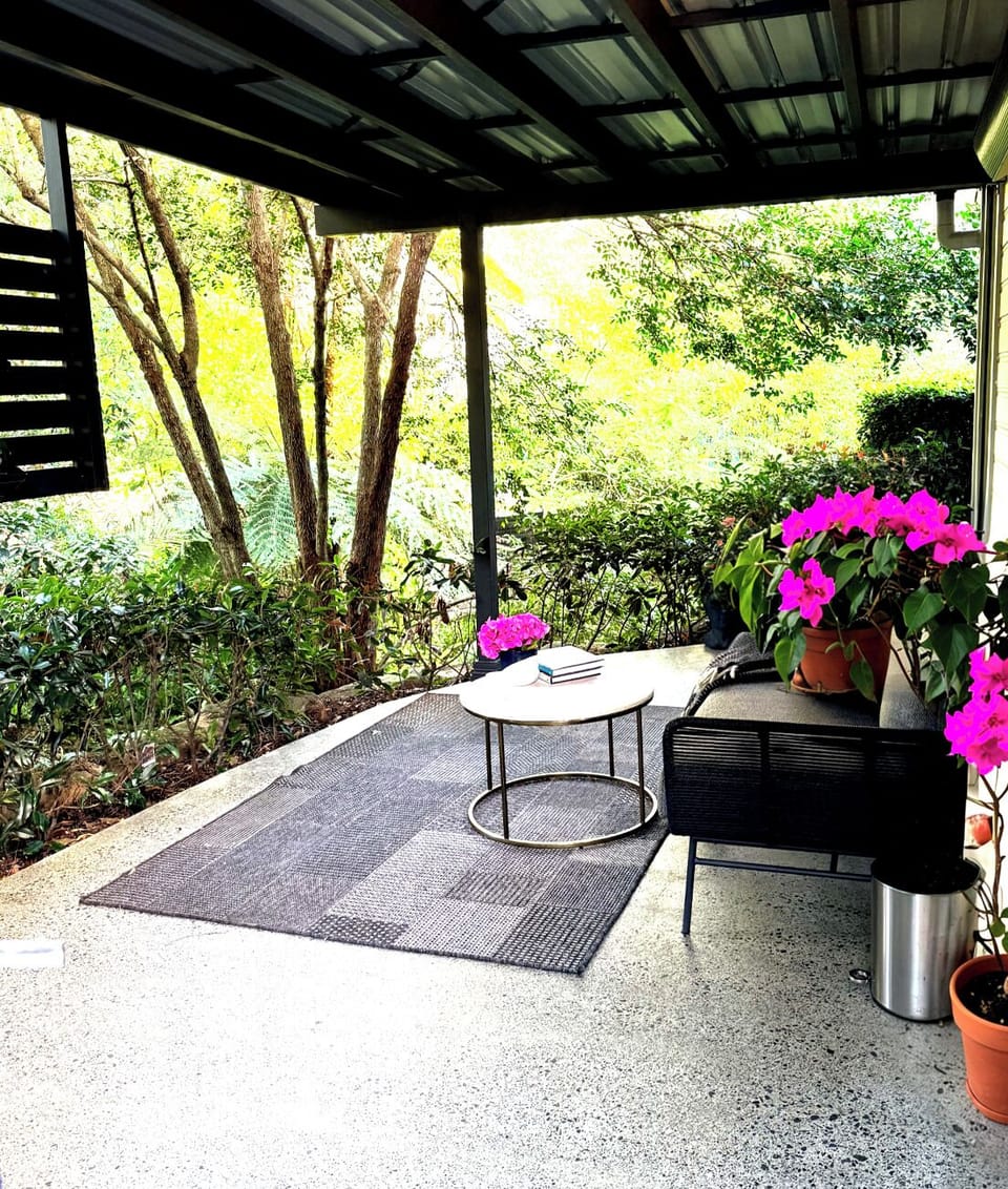 Private outdoor area with beautiful outlook over creek and bushland.
