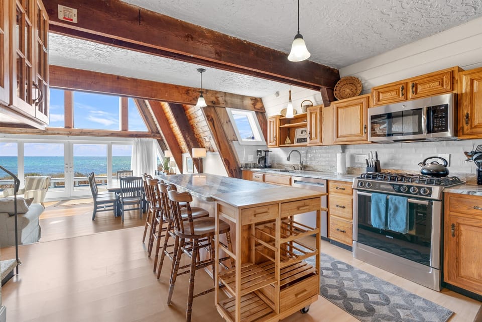 Kitchen with ocean view