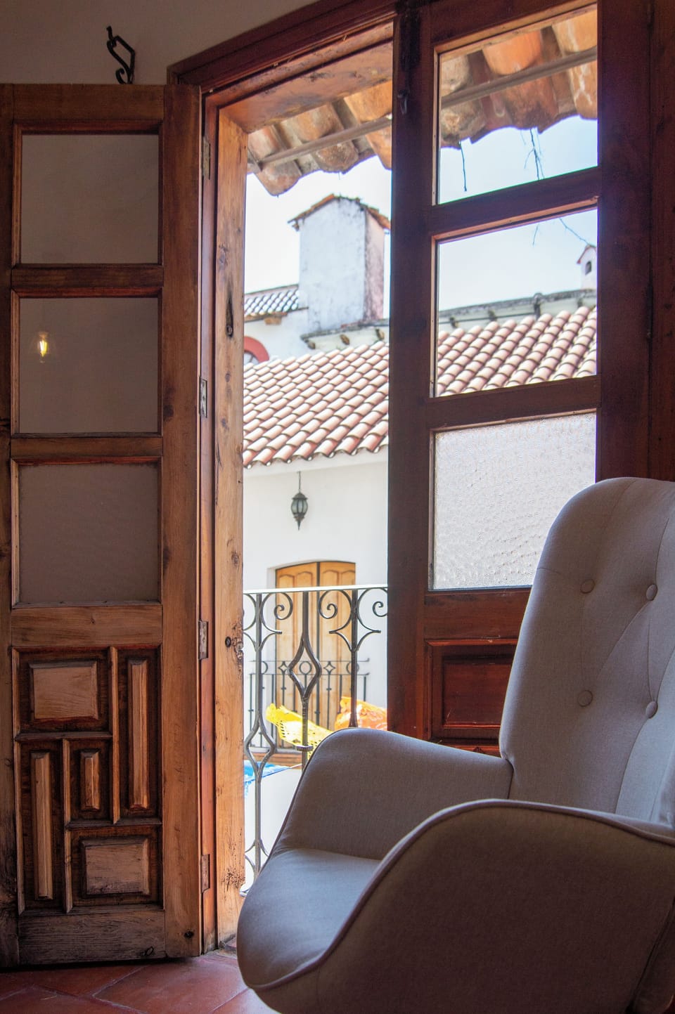 French doors in the TV room