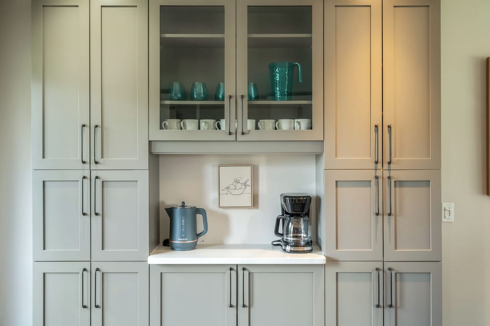 Coffee Station. We provide caffeinated coffee and tea (no sugars or milks)