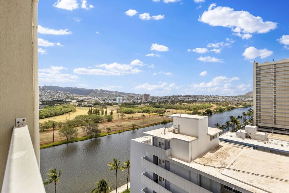 Enjoy sweeping views of the Ala Wai Canal, city skyline, and Koʻolau Mountains.