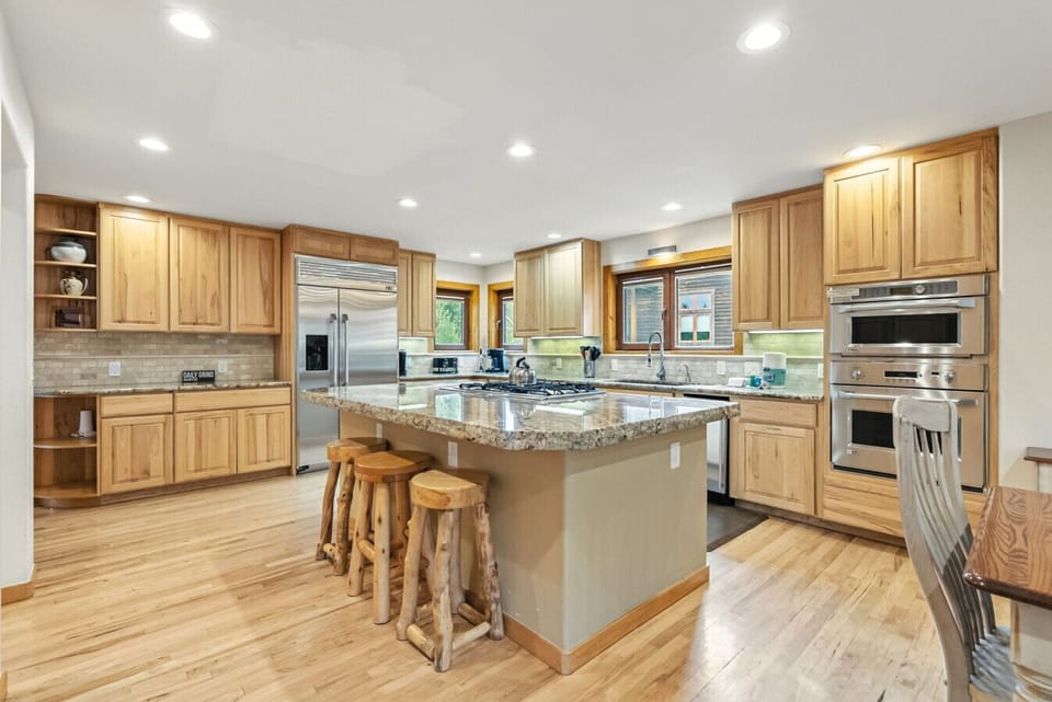 Gorgeous kitchen island with extra bar seating.