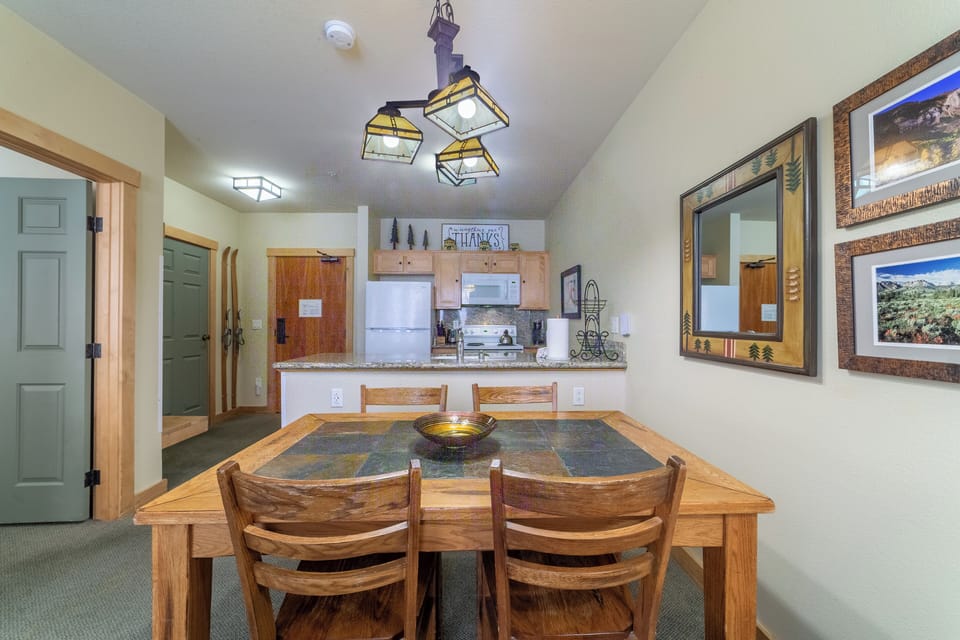 Dining area open to kitchen.