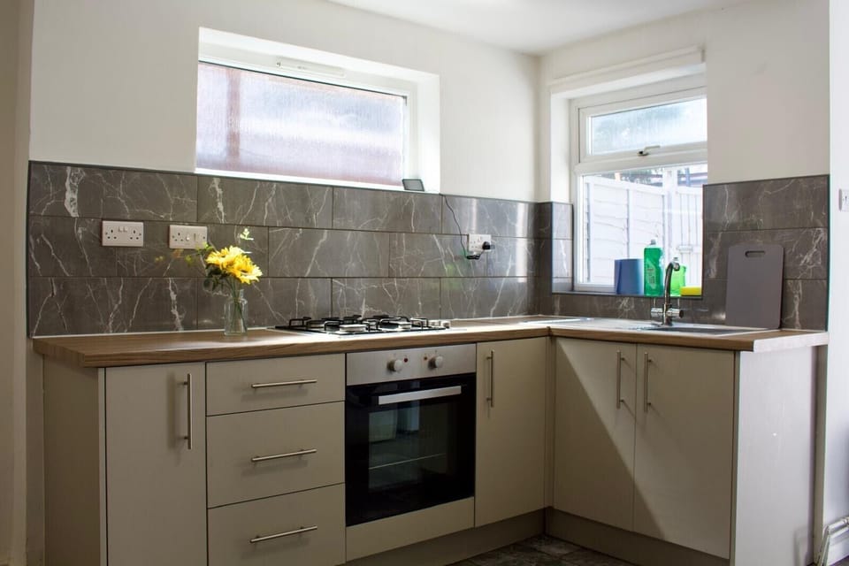 The kitchen is fully stocked with everything you need for all your cooking endeavors.