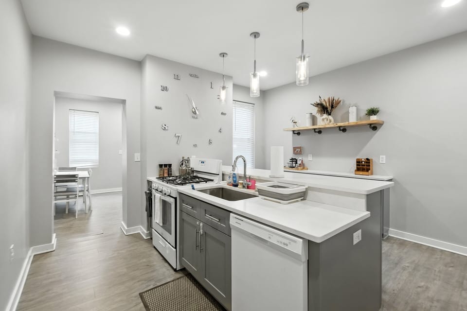 Indoors, Kitchen, Lamp, Floor, Sink