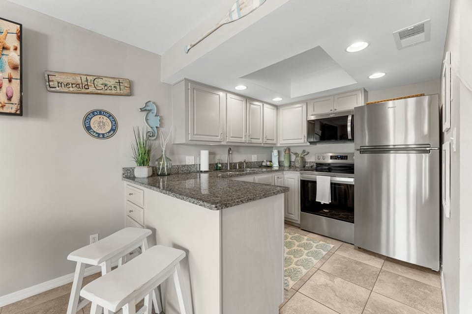 Fully equipped kitchen with everything needed for meals and snacks
