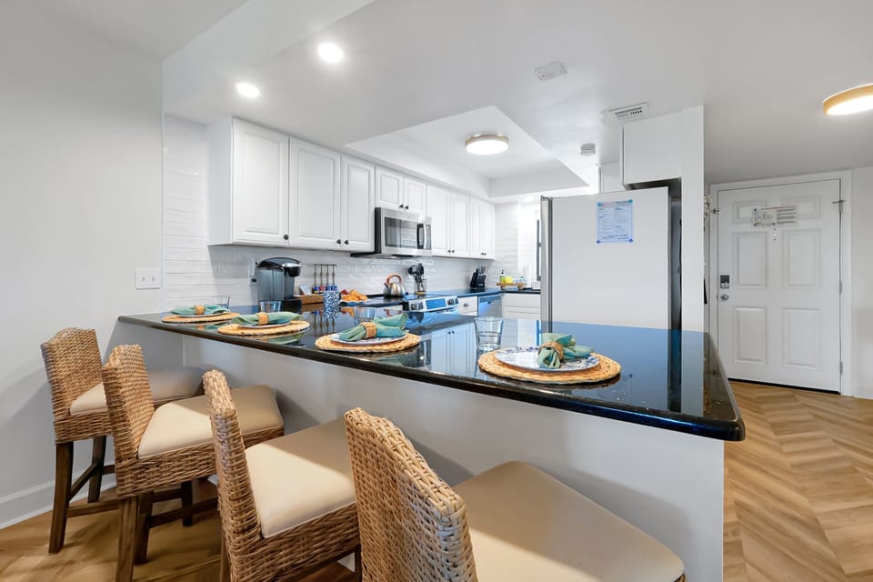Breakfast bar for meals and morning coffee
