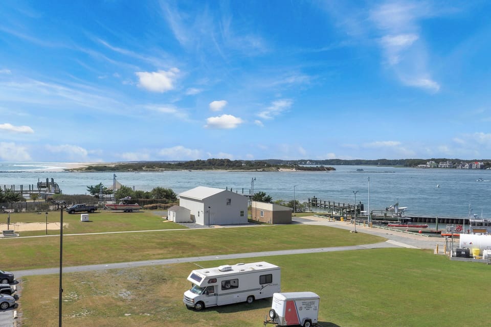 View of inlet from balcony, overlooking the Ocean City Coast Guard base