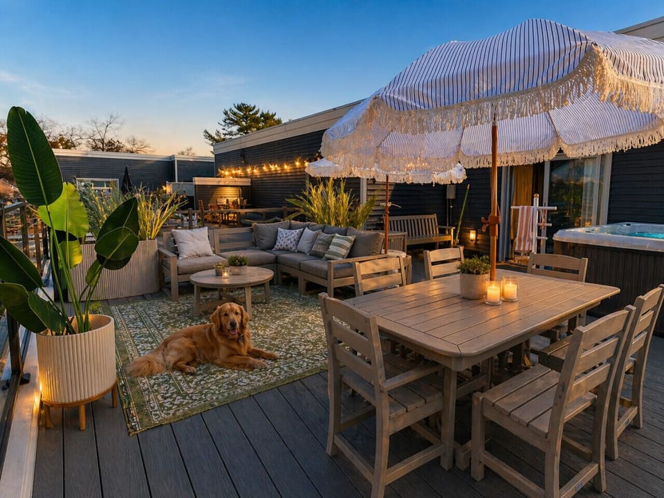 Dine, lounge, and unwind in a beautifully styled rooftop retreat made for slow evenings ✨