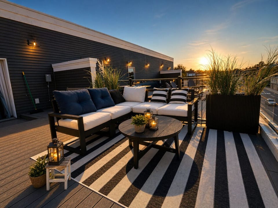 Soak up golden hour in this stylish rooftop lounge above the city ✨🏙️