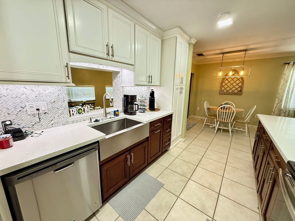 Updated kitchen all stainless steel appliances.