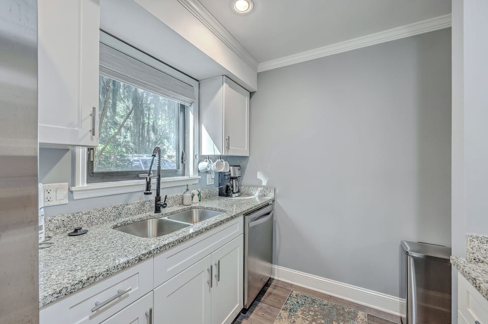 A bright kitchen welcomes you to start your day.