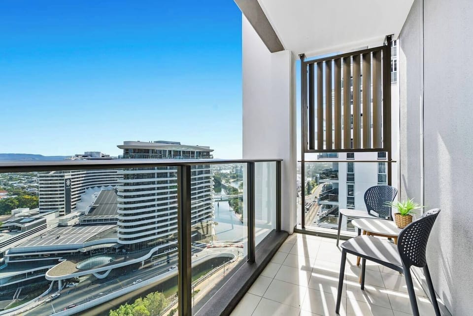 Take in sweeping skyline and water views from the main balcony, a peaceful spot to enjoy morning coffee.