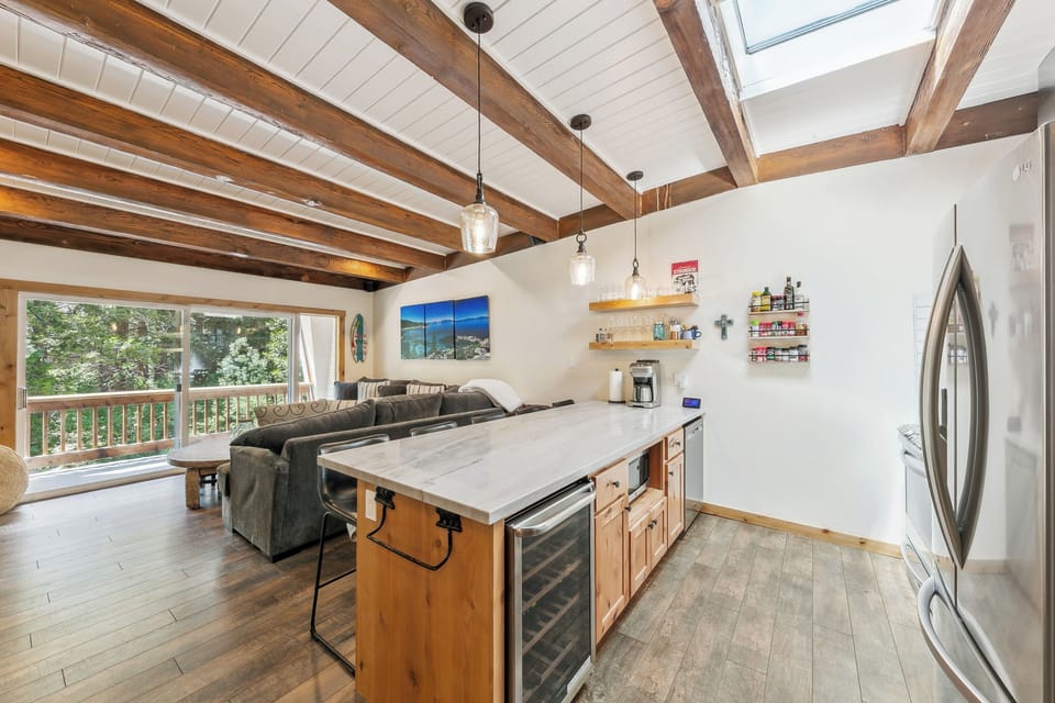 View of kitchen to living room