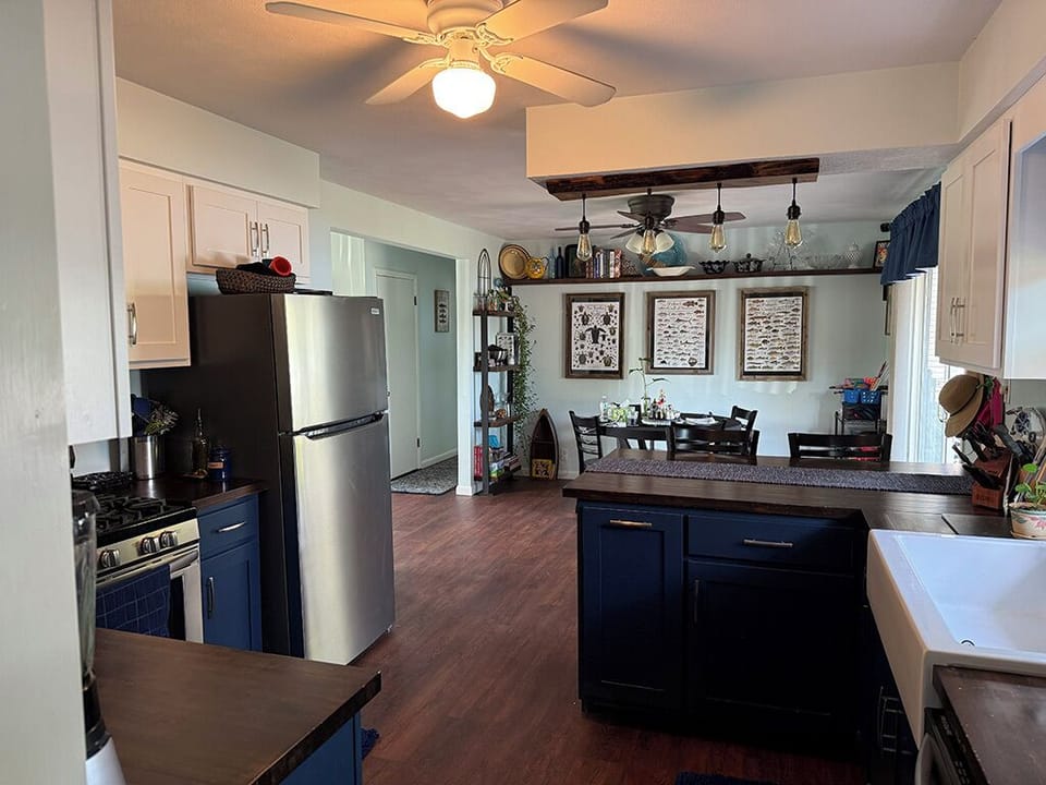 View of dining area from kitchen.