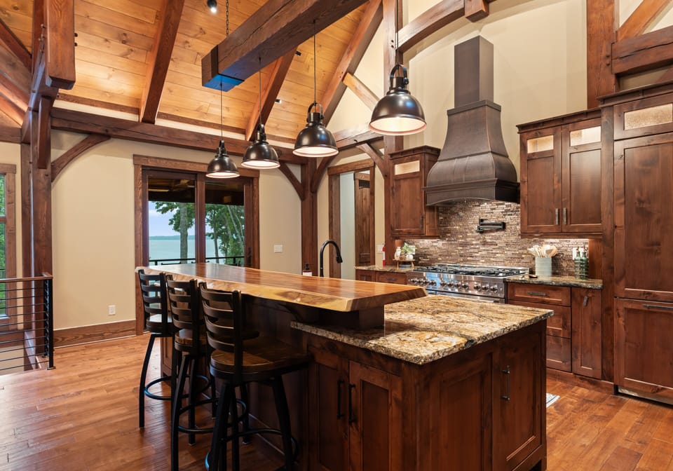 Chef's kitchen with integrated appliances and gas stove!