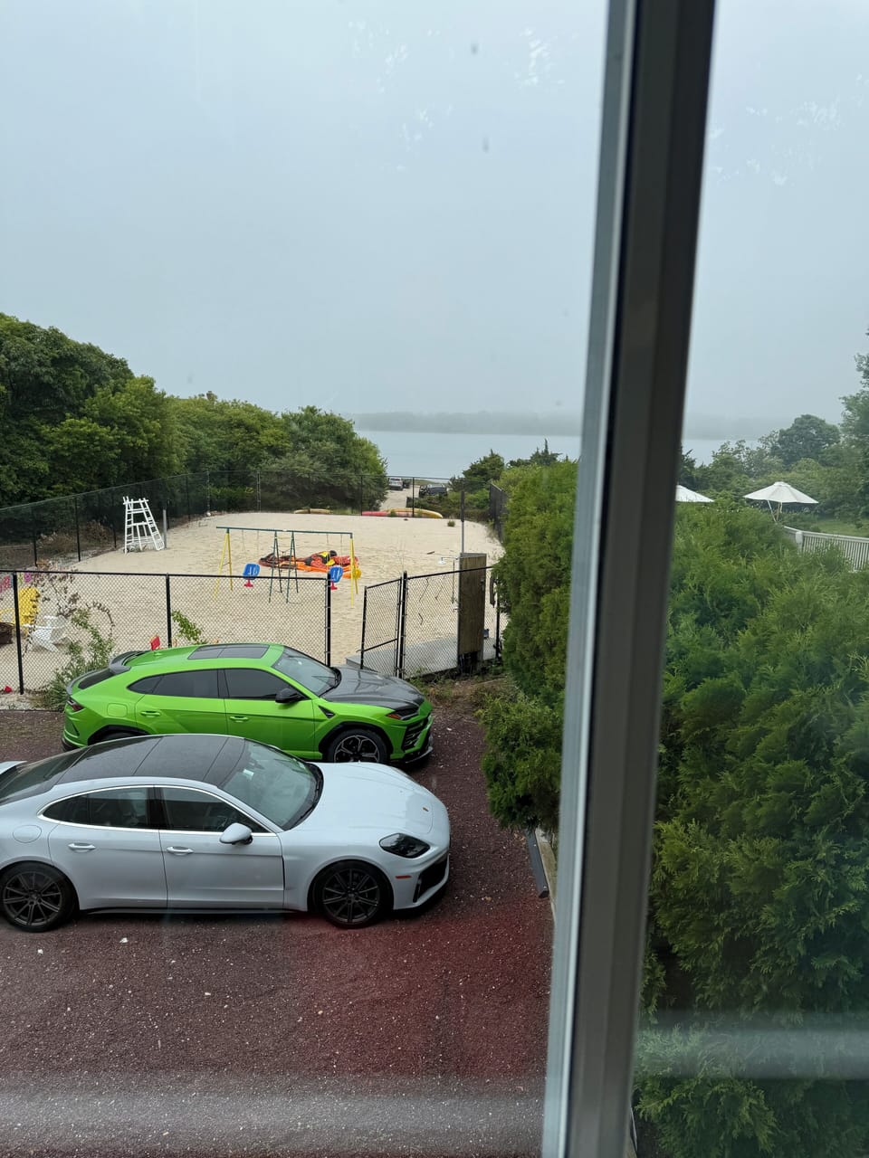 Volleyball and partial view from the master bedroom. Home has amazing views 
