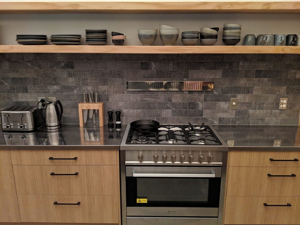 Induction stove and stainless countertops