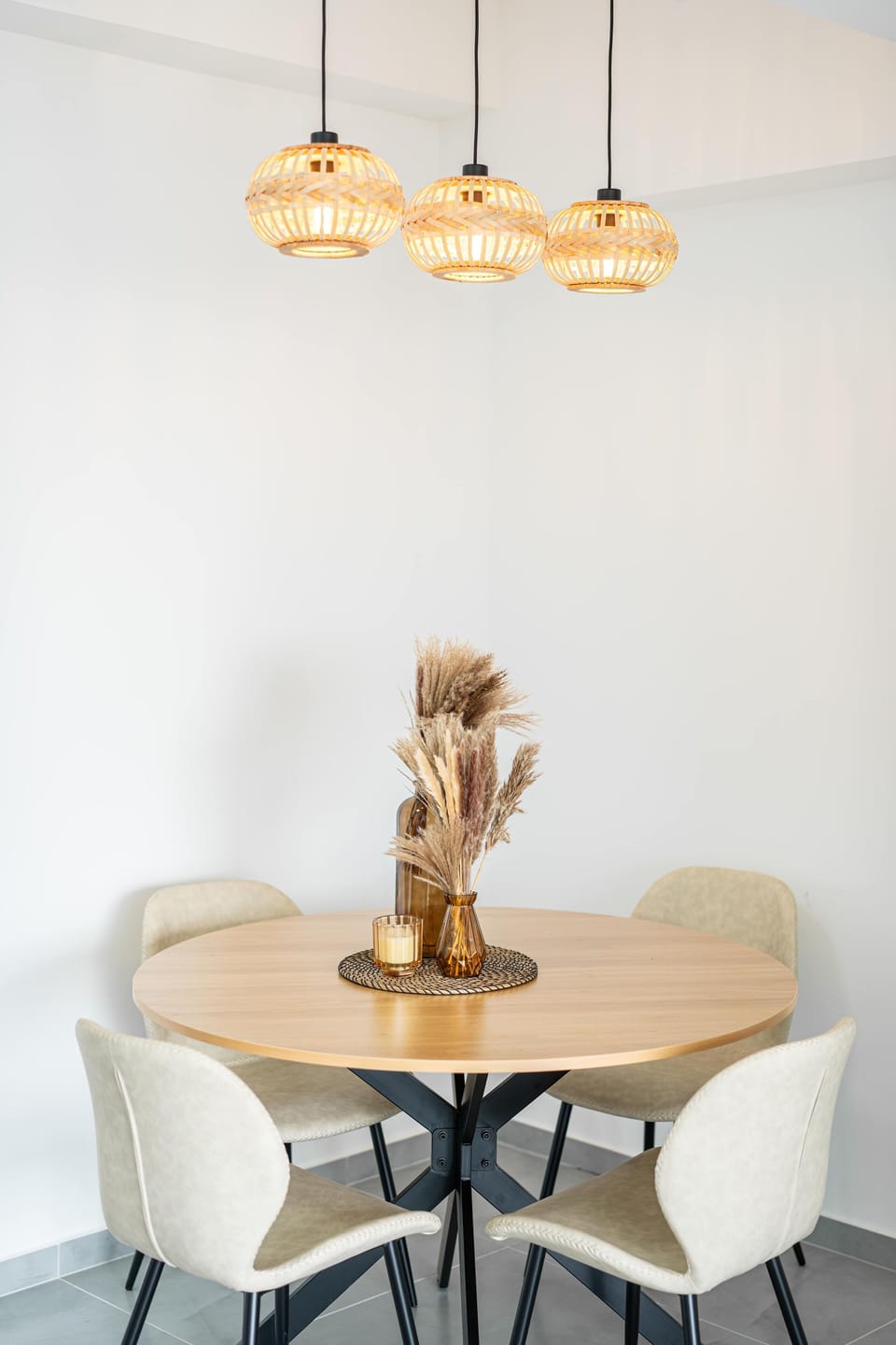 Small dining nook feels inviting for casual meals, coffee breaks, or quiet evenings indoors.
