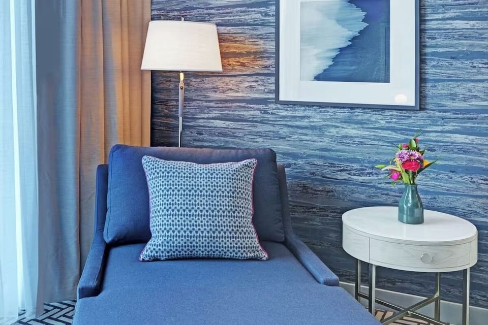 Curl up in the cozy chair with a calming evening glow.