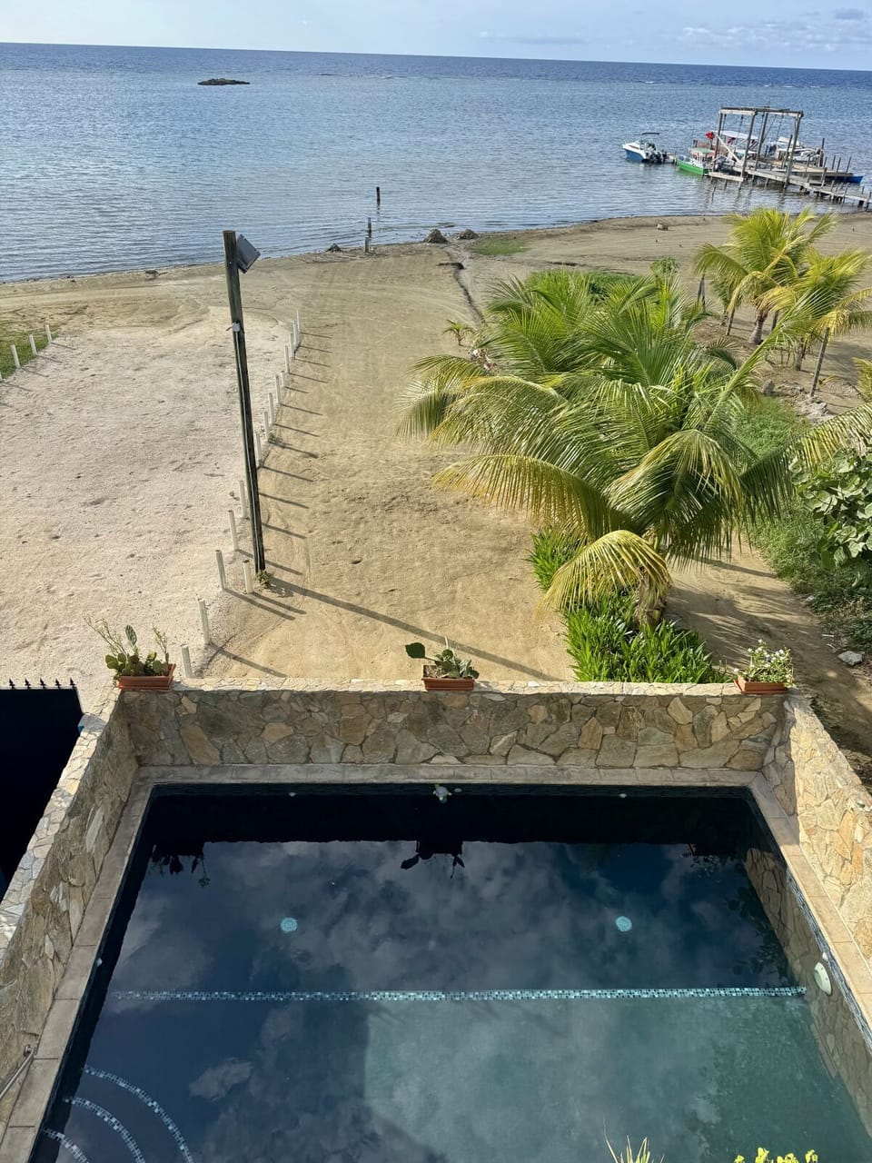 View of private pool from balcony