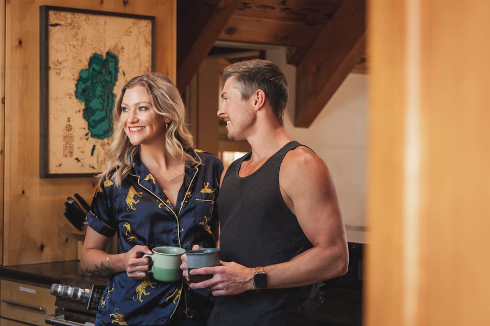 Start your day with coffee in a cozy cabin retreat, perfect for couples. today.
