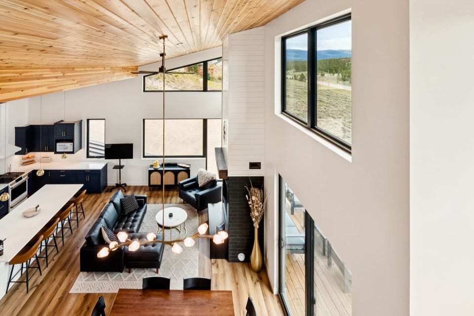 View from the loft of the Great Room & Kitchen. Look how many windowds!