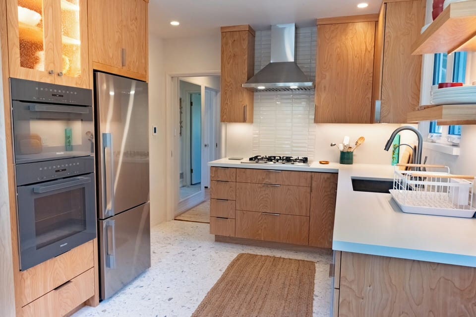 Kitchen with heated terrazzo floor