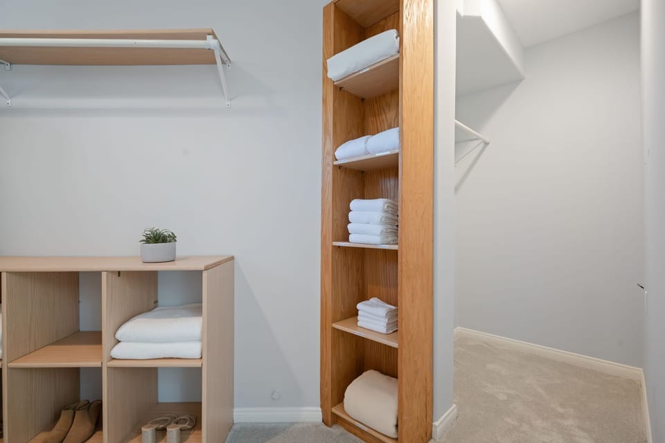 Additional shelving in the primary bedroom closet
