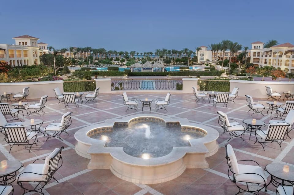 Soak up panoramic resort views from an elegant rooftop terrace.
