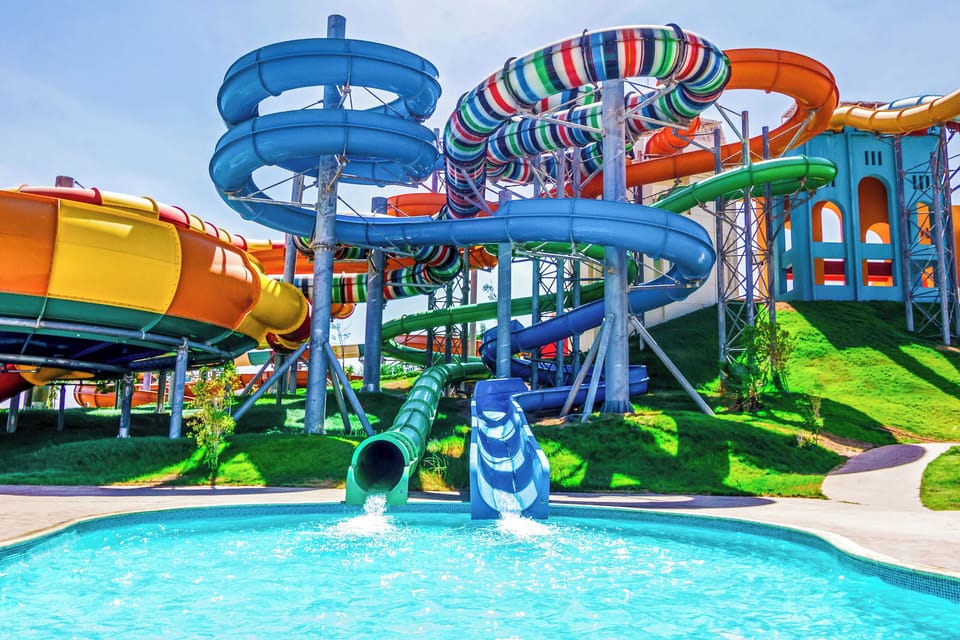 Race down colorful slides and cool off in sunshine.