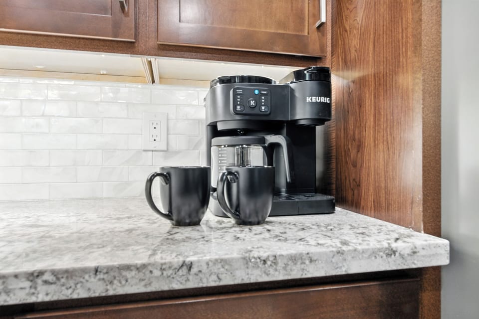 The White House is beautifully decorated and stocked with amenities. From red coffee to wine -we've got you covered!