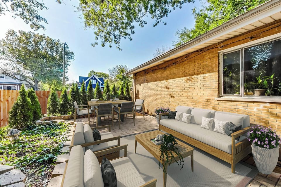 Private patio outside the kitchen door.