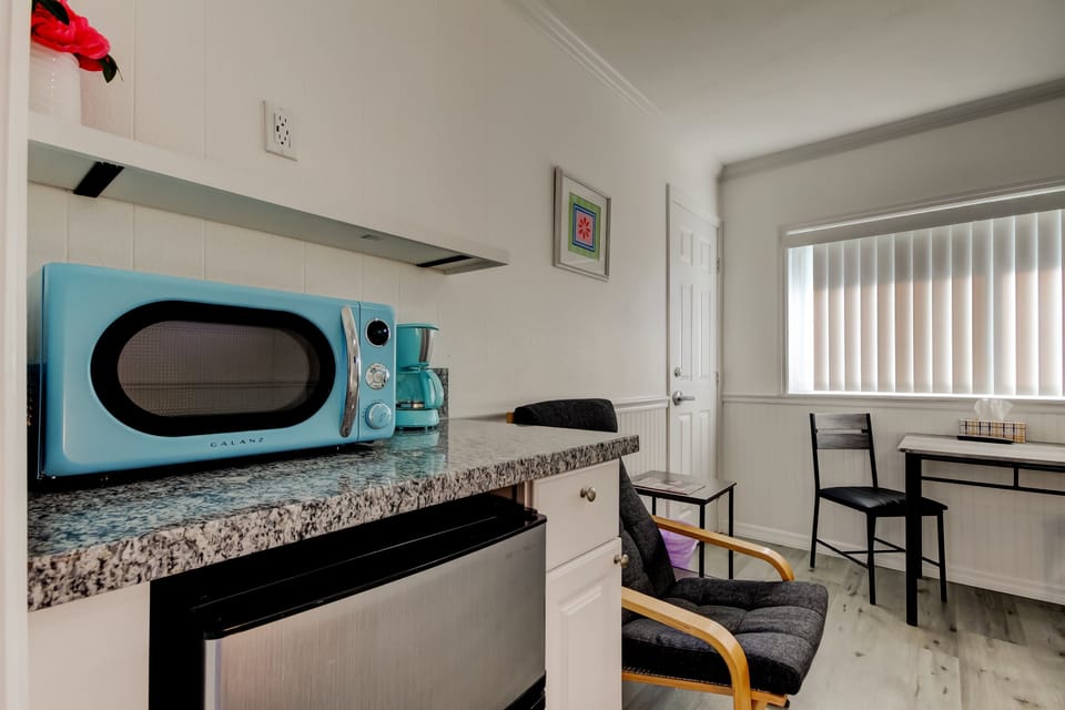 Kitchenette with Mini Fridge, Microwave & Coffee pot