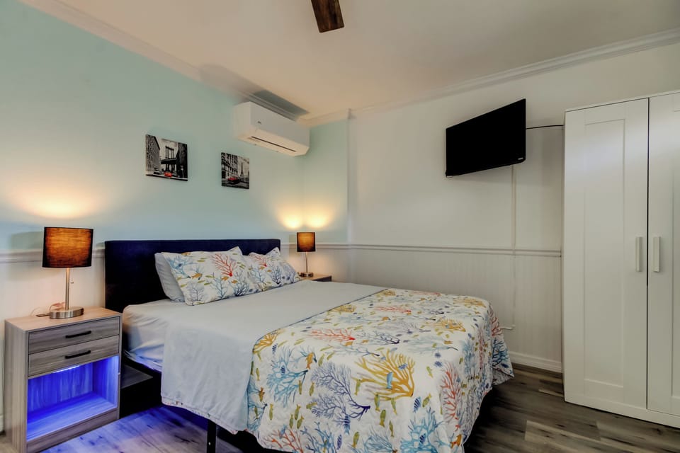 Cozy Queen Bed & TV