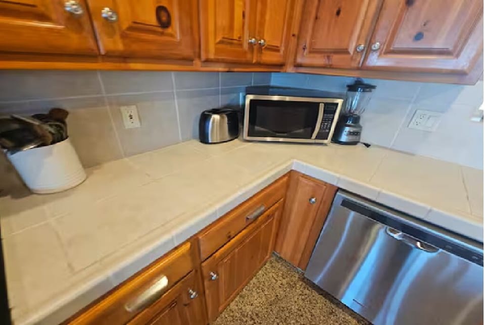 Fully functional kitchen with microwave, toaster, blender and dishwasher