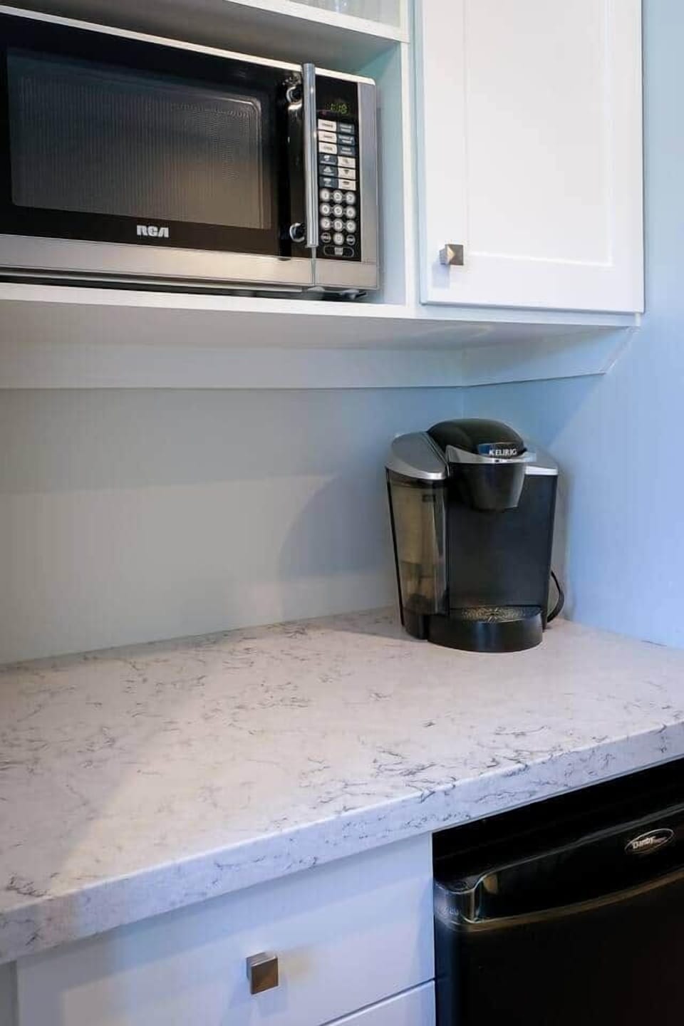 coffee with the fixings!!  Each room has their own keurig for your morning enjoyment