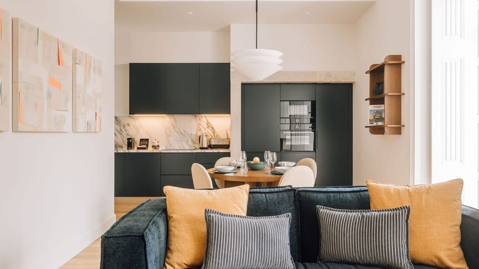 A bright, modern living area with a touch of color and sleek design — ideal for relaxing or entertaining.
#AndoLiving #Portugal #Santos #StylishHome #ModernLiving