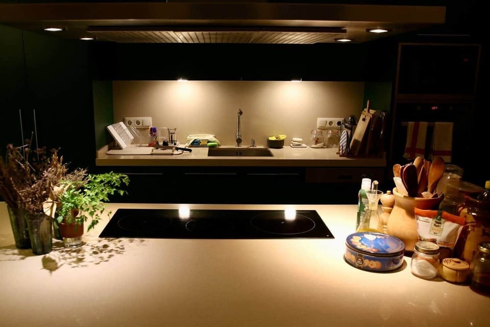 The kitchen and dining room.