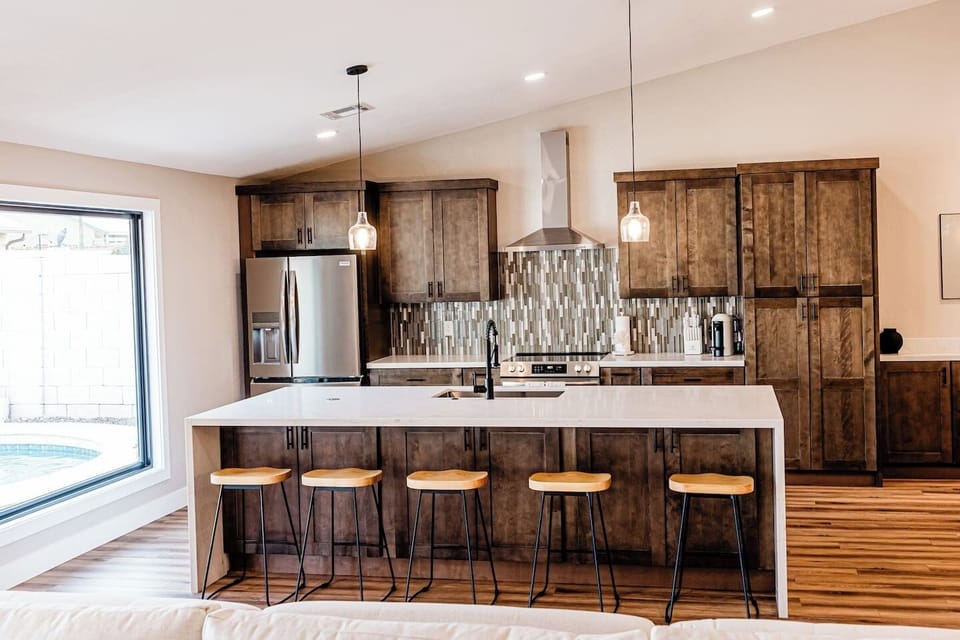 Kitchen with bars seating 