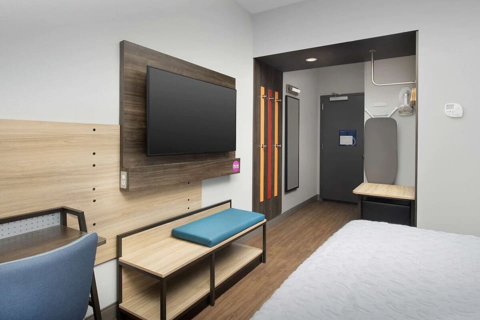 Settle in with a big-screen TV and easy entry access.