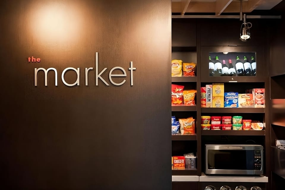 Grab snacks and essentials anytime at the convenient market.
